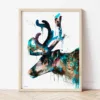 Reindeer watercolor painting the artwork on the T-shirt by Slaveika Aladjova
