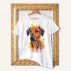 Rhodesian Ridgeback watercolor painting printed on a white cotton T-shirt by Slaveika Aladjova