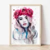 Rose Crown Girl watercolor painting the artwork on the T-shirt by Slaveika Aladjova
