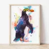 Royal Penguin watercolor painting the artwork on the T-shirt by Slaveika Aladjova