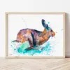 Running Hare watercolor painting the artwork on the T-shirt by Slaveika Aladjova
