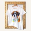 Saint Bernard watercolor painting printed on a white cotton T-shirt by Slaveika Aladjova