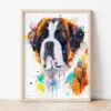 Saint Bernard watercolor painting the artwork on the T-shirt by Slaveika Aladjova