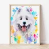 Samoyed watercolor painting the artwork on the T-shirt by Slaveika Aladjova