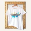 Sand Tiger Shark watercolor painting printed on a white cotton T-shirt by Slaveika Aladjova