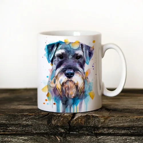 Schnauzer watercolor painting printed on an 11 oz ceramic art mug by Slaveika Aladjova