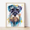 Schnauzer watercolor painting the artwork on the T-shirt by Slaveika Aladjova