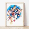 Sea Girl watercolor painting the artwork on the T-shirt by Slaveika Aladjova