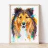 Sheltie watercolor painting the artwork on the T-shirt by Slaveika Aladjova