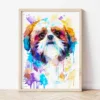 Shih Tzu watercolor painting the artwork on the T-shirt by Slaveika Aladjova