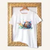 Snail watercolor painting printed on a white cotton T-shirt by Slaveika Aladjova