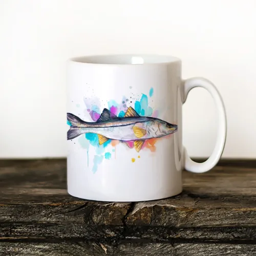 Snook Art Mug, Watercolor Ceramic Mug 11 oz Snook watercolor painting printed on an 11 oz ceramic art mug by Slaveika Aladjova