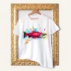 Sockeye Salmon watercolor painting printed on a white cotton T-shirt by Slaveika Aladjova