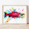 Sockeye Salmon watercolor painting the artwork on the T-shirt by Slaveika Aladjova