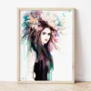 Spring Girl watercolor painting the artwork on the T-shirt by Slaveika Aladjova