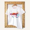 Squid watercolor painting printed on a white cotton T-shirt by Slaveika Aladjova