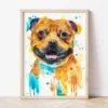 Staffordshire Bull Terrier watercolor painting the artwork on the T-shirt by Slaveika Aladjova