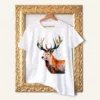 Stag watercolor painting printed on a white cotton T-shirt by Slaveika Aladjova