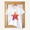 Starfish watercolor painting printed on a white cotton T-shirt by Slaveika Aladjova