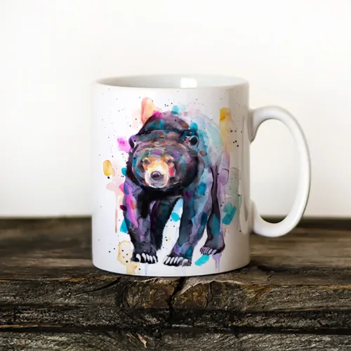 Sun Bear Art Mug, Watercolor Ceramic Mug 11 oz Sun Bear watercolor painting printed on an 11 oz ceramic art mug by Slaveika Aladjova