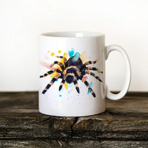 Tarantula Art Mug, Watercolor Ceramic Mug 11 oz Tarantula watercolor painting printed on an 11 oz ceramic art mug by Slaveika Aladjova