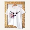 Texas Longhorn watercolor painting printed on a white cotton T-shirt by Slaveika Aladjova