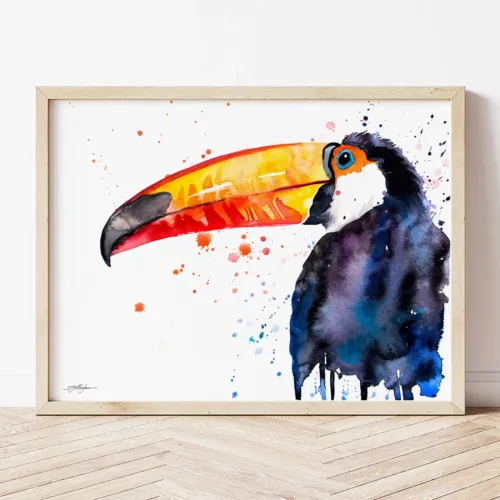 Toco toucan watercolor painting, limited edition bird art print by Slaveika Aladjova