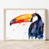 Toco Toucan watercolor painting the artwork on the T-shirt by Slaveika Aladjova