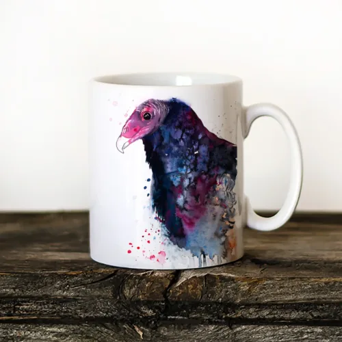 Turkey Vulture watercolor painting printed on an 11 oz ceramic art mug by Slaveika Aladjova