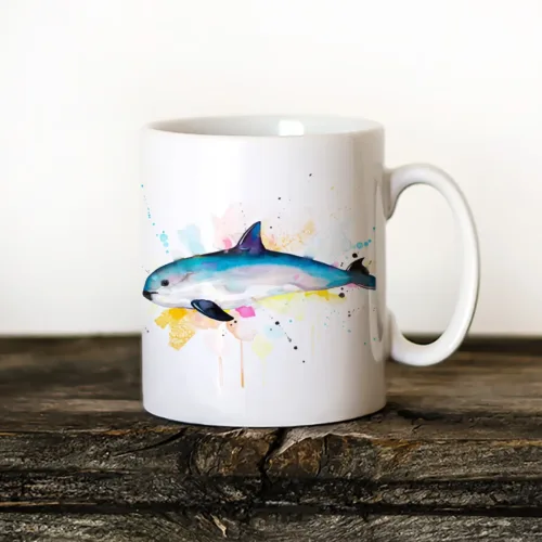 Vaquita Art Mug, Watercolor Ceramic Mug 11 oz Vaquita watercolor painting printed on an 11 oz ceramic art mug by Slaveika Aladjova