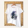 Visayan Warty Pig watercolor painting printed on a white cotton T-shirt by Slaveika Aladjova