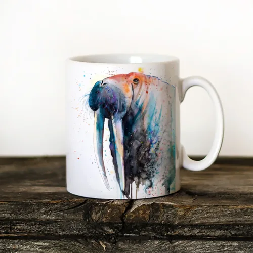 Walrus Art Mug, Watercolor Ceramic Mug 11 oz Walrus watercolor painting printed on an 11 oz ceramic art mug by Slaveika Aladjova