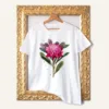 Waratah watercolor painting printed on a white cotton T-shirt by Slaveika Aladjova