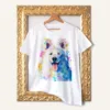 White Swiss Shepherd watercolor painting printed on a white cotton T-shirt by Slaveika Aladjova