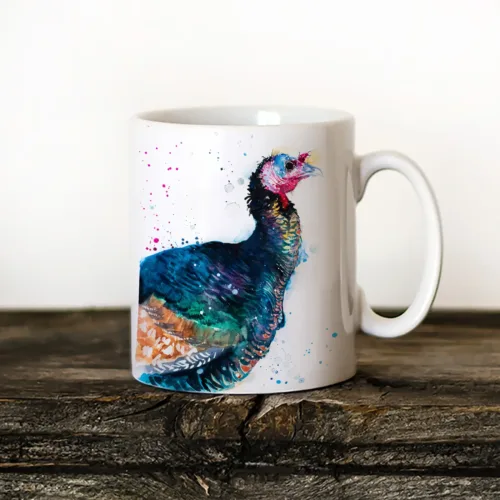 Wild Turkey Art Mug, Watercolor Ceramic Mug 11 oz Wild Turkey watercolor painting printed on an 11 oz ceramic art mug by Slaveika Aladjova