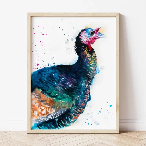 Wild Turkey watercolor painting the artwork on the T-shirt by Slaveika Aladjova