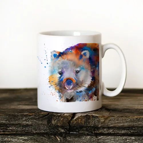Wombat watercolor painting printed on an 11 oz ceramic art mug by Slaveika Aladjova