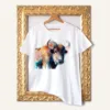 Yak watercolor painting printed on a white cotton T-shirt by Slaveika Aladjova