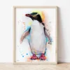 Yellow-eyed Penguin watercolor painting the artwork on the T-shirt by Slaveika Aladjova