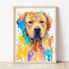 Yellow Labrador watercolor painting the artwork on the T-shirt by Slaveika Aladjova