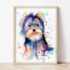 Yorkshire Terrier watercolor painting the artwork on the T-shirt by Slaveika Aladjova